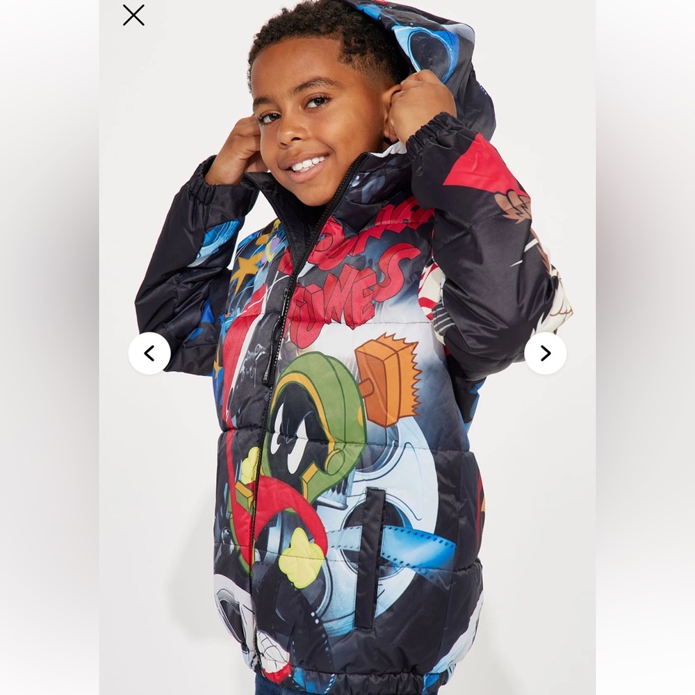 New Members only looney tunes coat Marvin The Martian Puffer Jacket Kids Sz 5